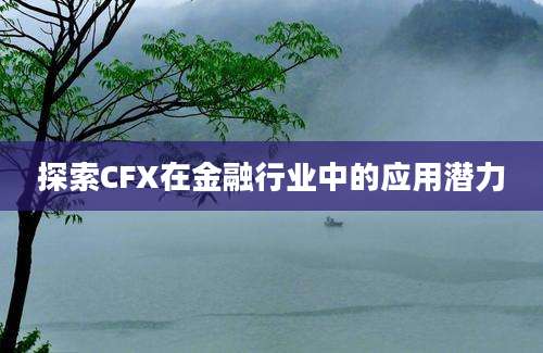 探索CFX在金融行业中的应用潜力