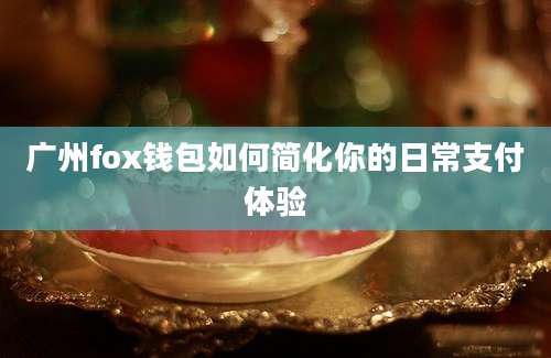 广州fox钱包如何简化你的日常支付体验